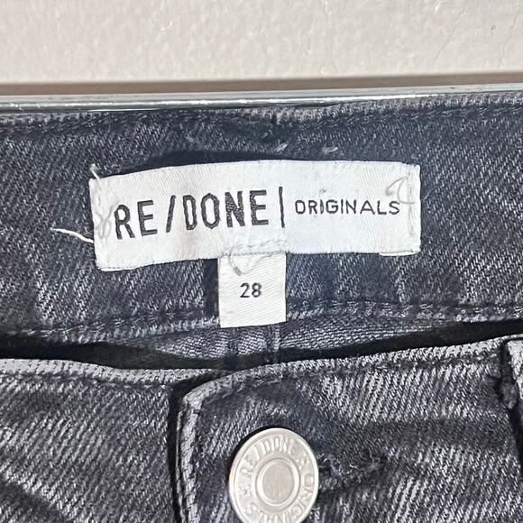 RE/DONE 90's High Rise Ankle Crop Jean Faded Black Stretch Denim Size 28 Raw Hem - Picture 11 of 12